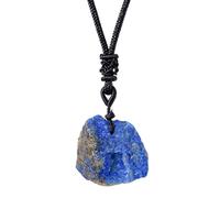 Générique Ciondolo Lapis Lazuli - Ciondolo in pietra grezza di colore, collana lapislazzuli,collana in pietra grezza intrecciata a mano, fascino blu da collezione, gioielli con pietre preziose