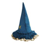 Générique Classic Black Witches Hat - Deluxe | Elegant Pointed Cap For Halloween Costumes, Ruched Velvet Fabric, Flessibile Brim; Ideale per vestire fantasia, Cosplay, feste, donne, e bambini