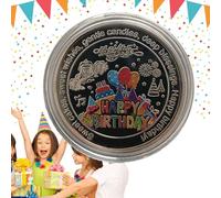 Générique Coin - Cake Coin | Coin Commemorative | Funny Challenge Coin Cake Coin for Ringraziamento, Natale, Natale cinese, New Year | Happy Birthday Coin - Colorful Happy Birthday Coin Commemorative