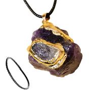 Générique Collana con ciondolo in pietra grezza, collana da donna | ciondoli in pietra grezza collana pendente naturale | collana in ametista irregolare per donne, gioielli da uomo e, Se référer au
