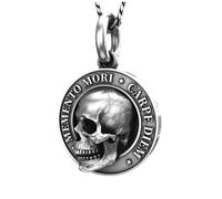 Générique Collana con ciondolo teschio scheletro | Collana con moneta - Collana con teschio gotico commemorativo Maury per uomo
