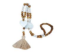 Générique Collana con nappa da donna in stile Boemia, con ciondolo in legno annodato a mano, perline in legno lunga collana ciondolo catena di maglione Boemia accessori