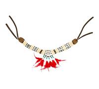 Generique - Collana Da Indiana Con Piume Rosse Da Donna Taglia Unica