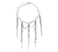 Générique Collana in lega di Zn con perle d'imitazione, con accento di cuore e stella, ciondolo morbido e fresco per l'uso quotidiano, collana di lunghezza della clavicola, One Size, Come descritto