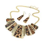 Générique Collana leopardata + orecchini catena donna gioielli stile boemia bavaglino orecchini set giallo per adolescenti per donne (b-a, One Size)