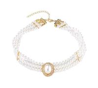 Générique Collane a castello da donna, collana a castello con perline multistrato e collana Boho con perle bianche