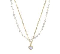 Générique Collane da donna, ciondolo a forma di cuore in perla delicata, collana a catena fine delicata, per donne, ragazze, madri, amiche, feste, girocollo, matrimonio, spiaggia, compleanno