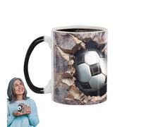Générique Color Changing Soccer Mug - Ceramic, 3,23 x 3,78 in 3D Calcio Mug | Hot Chocolate Cracks Tazze, Coffee Tazze per Soccer Lovers, Adulti, Familie, Friends, Office Use