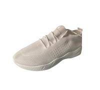Générique Colore solido per le donne di moda piattaforma larga volare lace-up scarpe da ginnastica a maglia per le donne scarpe per le donne stivali vestiti tacchi bassi, bianco, 40 EU