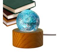 Générique Colorful Galaxy Lamp, Wooden Base LED Sphere, Ambient Decorative Light, Bedroom Table Accessory, Nightstand Desk Shelf Lamp For Mood and Relaxing Atmosphere