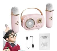 Générique Compact Karaoke, portatile Karaoke Mic Set with Speaker, inclusi microfoni wireless per Home Entertainment and Festivals, Compact Design with 10m Range, Great for Family Fun and Parties