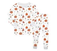 Générique Completo da bambina e ragazzo, tema Halloween, a maniche lunghe, con pantaloni, costume da zucca per tutte le notti confortevoli, stagione autunno inverno