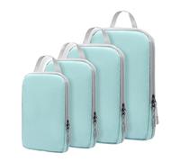 Générique Compression Packing Cubes, 4 pezzi Luggage Organizer Set, Reusable Vacuum Carry Bag, Space-Saving Storage Pouch, Ideal for Suitcase, Flight, Campeggio, Black/Light Blue/Albicocco/Gray