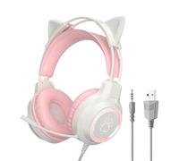 Générique Computer Headphones Wired - Cat Ear LED Headset | Stereo Sound with Volume Control, Adjustable Headband for, Music, Calls, Study, Home Or Dorm Use for Immersive Audio Experiences