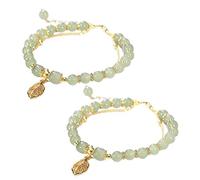 Générique Con bracciale regalo braccialetto anelli strato regolabile classico bracciale per donne braccialetto ciondoli perle San Valentino messaggio anelli, Taglia unica, Plastica, Senza Gemme