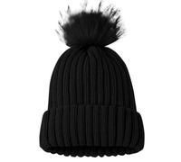 Générique Coniglio per gatti invernali da donna con berretto lavorato a maglia caldo con pom per le donne berretto notte capelli lunghi, Le Noir, Taglia Unica