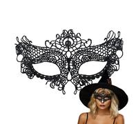 Générique Copriocchi in pizzo nero | Accessorio per travestimento viso - Accessorio travestimento festa per donne ragazze adolescenti Halloween Natale compleanno