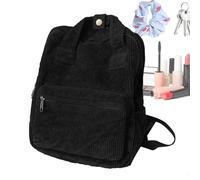 Générique Corduroy Laptop Backpack, Retro School Bag, Small Purse, Large Capacity, Soft Handle, Lightweight Travel Pack, Stylish Casual, Girls Boys, Daily Use, Work, Strumenti, Nero, Se