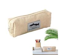 Générique Corduroy Pencil Pouch, Pencil Case Organizer, Shark Pattern Stationery Bag, Soft Cosmetic, School Supplies Storage, Cute Makeup and Travel Pouch for Students and Professionals, beige, Se