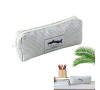 Générique Corduroy Pencil Pouch, Pencil Case Organizer, Shark Pattern Stationery Bag, Soft Cosmetic, School Supplies Storage, Cute Makeup and Travel Pouch for Students and Professionals, Grigio