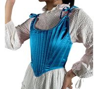 Générique Corsetto da donna, senza spalline in raso, regolabili, effetto pancia, piatto, struttura ossa di pesce, per silhouette intagliata, body da donna, azzurro, M