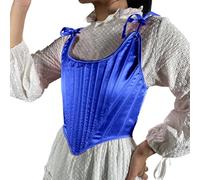 Générique Corsetto da donna, senza spalline in raso, regolabili, effetto pancia, piatto, struttura ossa di pesce, per silhouette intagliata, body da donna, blu, S