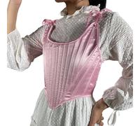 Générique Corsetto da donna, senza spalline in raso, regolabili, effetto pancia, piatto, struttura ossa di pesce, per silhouette intagliata, body da donna, Rosa, A