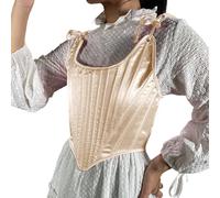 Générique Corsetto da donna, senza spalline in raso, regolabili, effetto pancia, piatto, struttura ossa di pesce, per silhouette intagliata, body da donna, beige, L