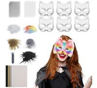 Générique Costume Accessories Set, Mask Making Kit, 7,48 x 6,69 Inches Includes Mesh and Felt Sheets, Customizable Design, White Cat Mask for Party Cosplay Masquerade Women Men