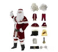 Générique Costume Babbo Natale per adulti, set di feste di Natale, cosplay, 12 pezzi, pantaloni con fascia elastica, costume di Babbo Natale universale di grandi dimensioni, d, XXXL