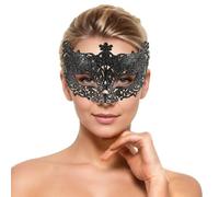 Générique Costume Carnevale da donna con maschera mezza faccia oro in polvere pizzo design festa mascherata volpe plastica per travestimento vestito medievale misterioso