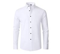 Générique Costume classico da uomo, camicia formale casual a collo alto, camicia a maniche lunghe autunnali, vestibilità aderente, abito da festa per matrimonio, abbigliamento per una serata, bianco
