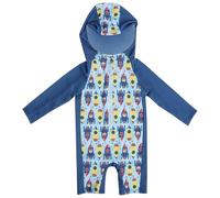 Générique Costume da bagno da ragazza integrale a maniche lunghe con cappuccio per sole durante le attività acquatiche estive in piscina spiaggia o lago, blu, 3-4 Anni