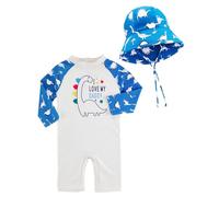 Générique Costume da Bagno Surf Ragazza a Manica Lunga con Solare Integrale e Cappello per Attività Acquatiche Estivali in Piscina o Mare, Blu Cielo2, 4-5 Anni