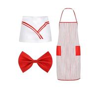 Générique Costume da cameriere, in poliestere, 110 g, grembiule 80 x 60 cm, tema popcorn travestimento, per carnevale Cosplay Compleanno, cappello a farfalla incluso