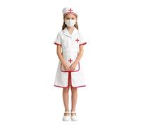 Générique Costume da dottore per bambine con cappello a forma di cuore, ideale per giocare ad Halloween o il giorno dei mestieri.