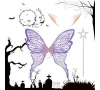 Générique Costume da fata a farfalla - Costume da ragazza Halloween con a farfalla - da costume elastici e rispettosi della pelle per eventi festivi, ballo mascherato e