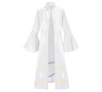 Générique Costume da pastore donna per chiesa abito sacerdotale e vestito di clero stile romano con cintura abbigliamento liturgico per sacerdote o religioso abito tradizionale per cerimonie, bianco