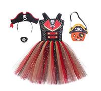 Générique Costume da pirata per ragazze, costume da pirata per ragazze, vestito da principessa bucaniera per Halloween, set di giochi di ruolo, per la decorazione, travestimento da festa