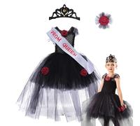 Générique Costume da Regina del Ballo Zombie per Ragazze | Costume di Halloween Per - Vestito da Principessa Per 2-10 Anni Per Festa Cosplay Spettacoli Casa Infestata Carnevale Scuola Accessorio Foto