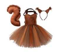 Générique Costume da scoiattolo per costume da scoiattolo per bambini per cosplay di Halloween, tutù con orecchie, fascia, coda per ragazze di età compresa tra 1 e 12 anni