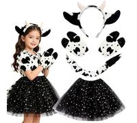Générique Costume da | Set vestito da ragazza con cerchietto a coda e guanti a forma di | abito da principessa tutù, per concerto, festa, cosplay, carnevale, ballo mascherato ed evento
