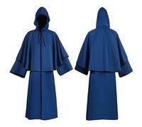 Générique Costume da strega gotico per adulti, mantello di Halloween per adulti, mantello lungo, tinta unita, abbigliamento medievale, costume unisex per ballo mascherato cosplay party