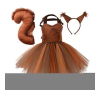 Générique Costume di scoiattolo per costume di Halloween per cosplay animale | tema animale per ragazze di età compresa tra 1 e 12 anni, tutù con orecchie, fascia, coda