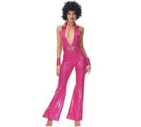 Générique Costume Halloween Abbigliamento Hippie Party Masquerade Disco Retro Hip Hop Pantaloni Zampe D'Eph Tuta Costume Halloween Ragazza