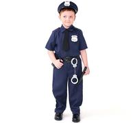 Générique Costume Halloween Bambino Poliziotto Cosplay per Role Play Festa travestita e spettacolo con Uniforme Blu Deguisement Bambino Halloween T277