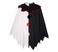 Générique Costume Halloween Costume Cosplay Di Pagliaccio Spaventoso con Mantello per Donne, Costume Masquerade per Adulti Set Nero E Bianco, Costume Halloween21