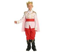 Générique Costume King Prince Bambino 3-10 anni - Costume da mantello e corona dorata, completo (top, pantaloni, cintura) per feste in maschera, Halloween, carnevale e spettacolo scolastico, bianco