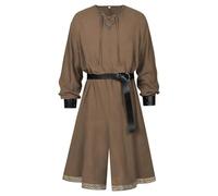 Générique Costume medievale da uomo, abito da pirata rinascimentale, tunica vichinga, vestito da cavaliere, per cosplay, abiti da guerriero, camicie da gioco di ruolo, carnevale, marrone, M