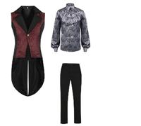Générique Costume medievale principe costume da coda di torta jacquard da uomo set 5 pezzi con accessori inclusi per spettacolo teatrale Cosplay costume medievale uomo cappotto vittoriano